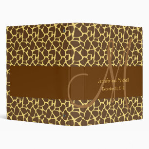 Brown Yellow Giraffe Print Wedding Planner Binder