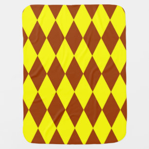 Brown Yellow Harlequin Checkered Design Baby Blanket