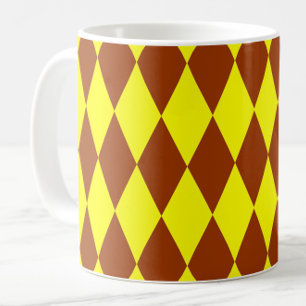 Brown Yellow Harlequin Checkered Design  Coffee Mug