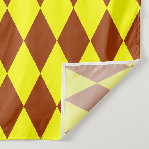 Brown Yellow Harlequin Checkered Design  Fabric