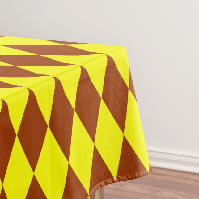 Brown Yellow Harlequin Checkered Design  Tablecloth (Creator Uploaded)