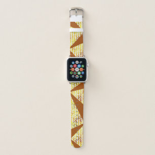BROWN & YELLOW HERRINGBONE & KITE WATERCOLOUR APPLE WATCH BAND