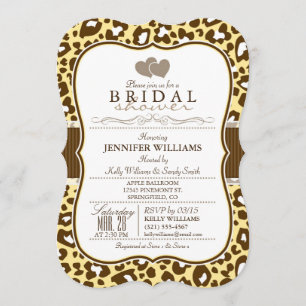 Brown, Yellow Leopard Animal Print Bridal Shower Invitation