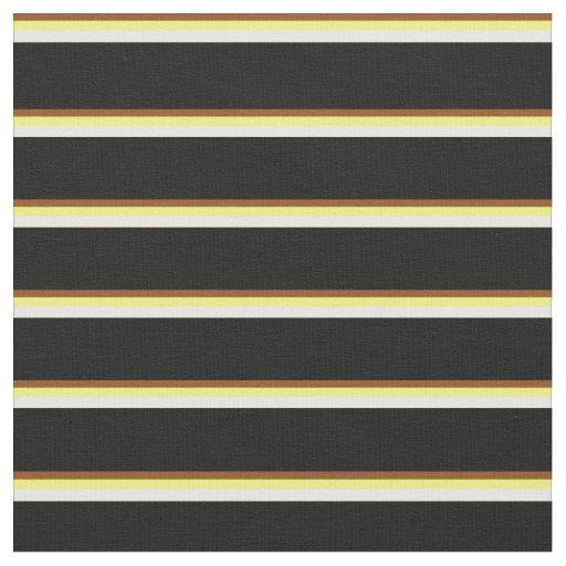 Brown, Yellow, Mint Cream & Black Lined Pattern Fabric