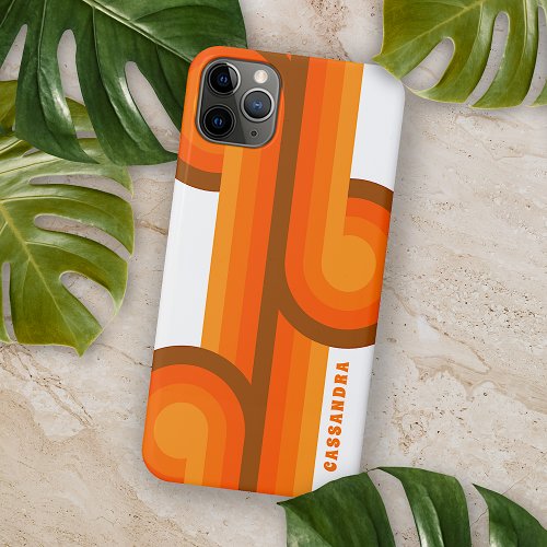 Brown Yellow Orange Midcentury Art Pattern iPhone 11 Pro Max Case
