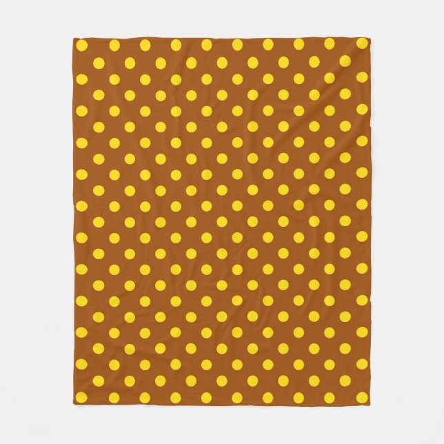 Brown Yellow Polka Dots Design Fleece Blanket (Front)