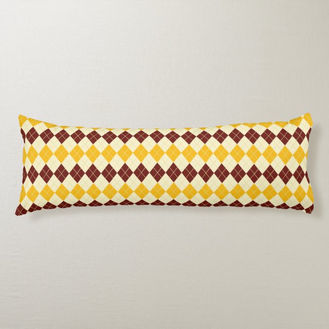 Brown - Yellow Scottish Tartan-Pattern Body Pillow (Front)