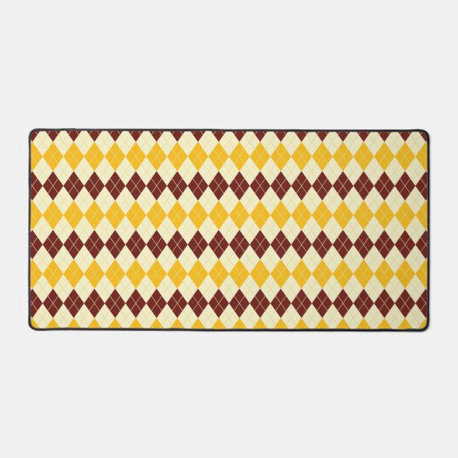 Brown - Yellow Scottish Tartan-Pattern Desk Mat (Front)
