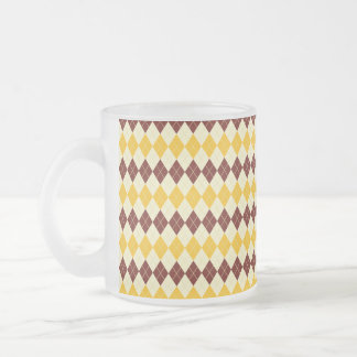 Brown - Yellow Scottish Tartan-Pattern Frosted Glass Coffee Mug