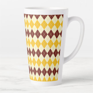 Brown - Yellow Scottish Tartan-Pattern Latte Mug