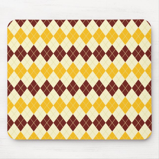 Brown - Yellow Scottish Tartan-Pattern Mouse Pad (Front)