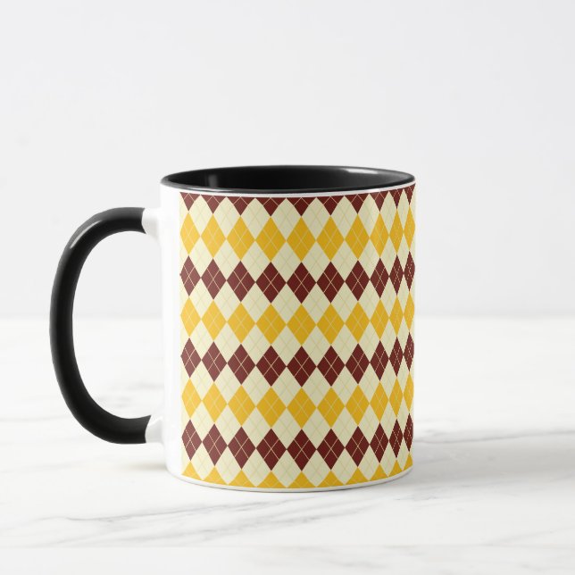 Brown - Yellow Scottish Tartan-Pattern Mug (Left)