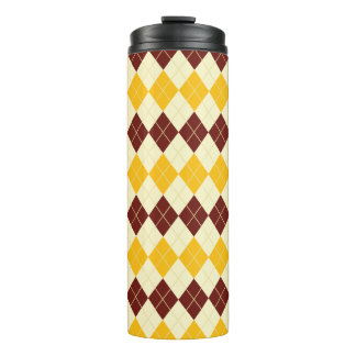 Brown - Yellow Scottish Tartan-Pattern Thermal Tumbler