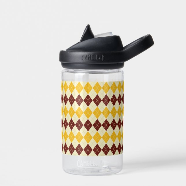 Brown - Yellow Scottish Tartan-Pattern Water Bottle (Left)