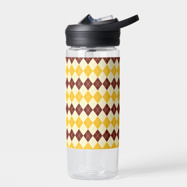 Brown - Yellow Scottish Tartan-Pattern Water Bottle (Left)