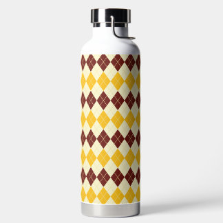 Brown - Yellow Scottish Tartan-Pattern Water Bottle