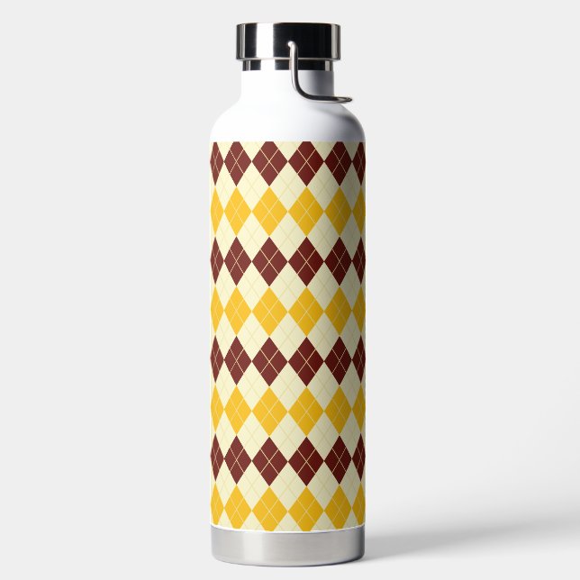 Brown - Yellow Scottish Tartan-Pattern Water Bottle (Left)