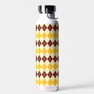 Brown - Yellow Scottish Tartan-Pattern Water Bottle