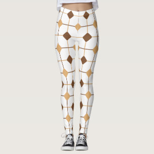 Brown & Yellow Seamless Geometric Pattern Leggings