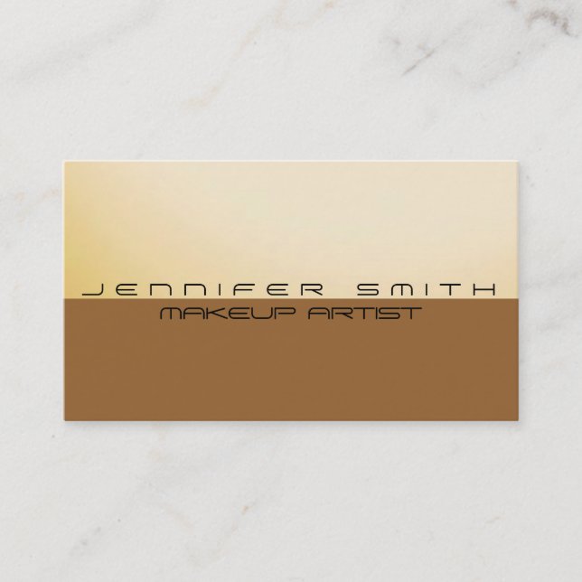 Brown Yellow Simple Makeup Artist Business Card (Front)