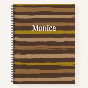Brown & Yellow Stripes Personalized Names Notebook