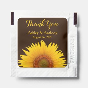 Brown Yellow Sunflower Wedding Favor Hand Sanitizer Packet by wasootch at Zazzle