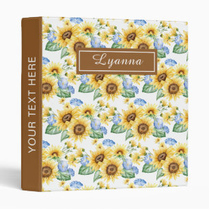 Brown Yellow Sunflowers Summer Personalize 3 Ring Binder