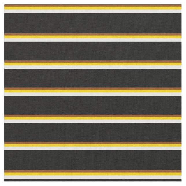 Brown, Yellow, White & Black Colored Lines Fabric (Close Up)