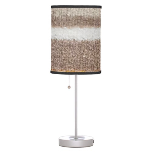 Brown yellow white plush stripes table lamp