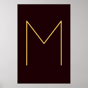 Brown Your Name Initial Monogrammed Modern Plain Poster