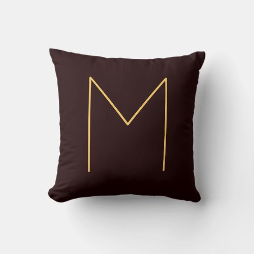 Brown Your Name Initial Monogrammed Modern Plain Throw Pillow