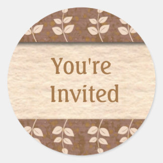 Brown You're Invited Envelope Seals Round Stickers