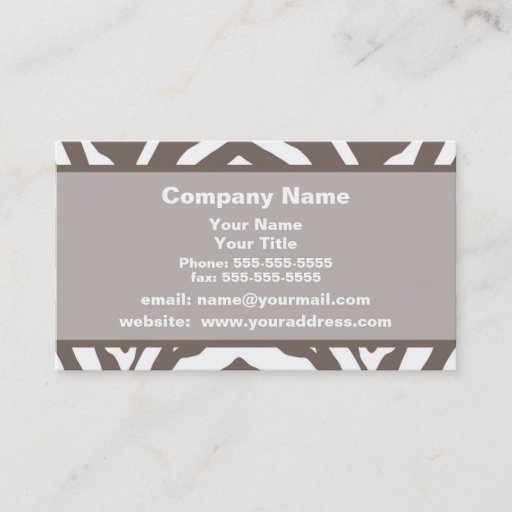 Customizable Brown Zebra Appointment Reminder Business Card