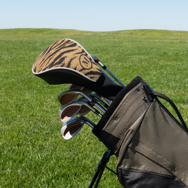 Brown zebra fur stripes pattern golf head cover (In Situ)