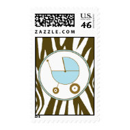 Brown Zebra Print Baby Boy postage stamp stamp