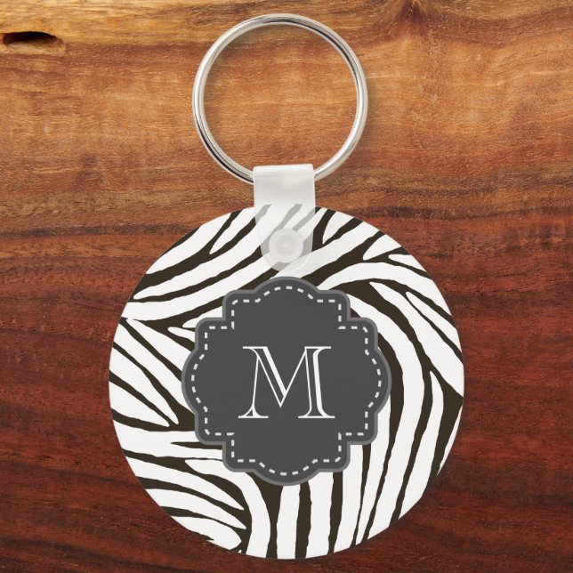 Brown Zebra Print Keychain (Front)
