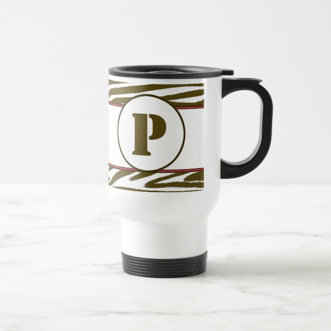 Brown Zebra Print Monogram Mug (Right)