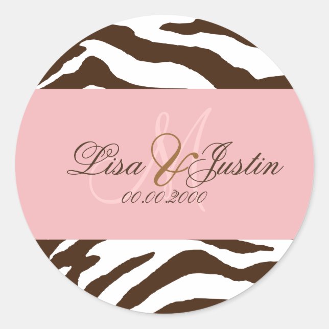 Brown zebra print,  monogram stickers (Front)