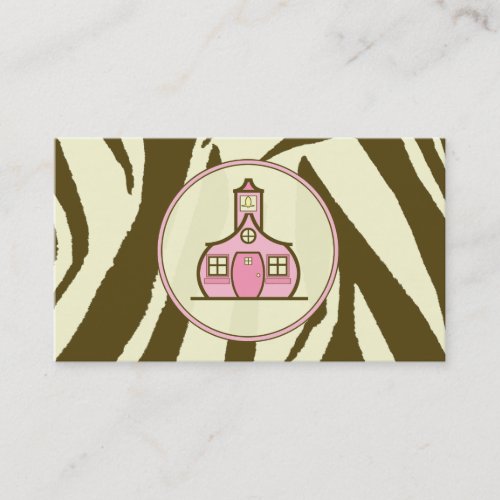 Brown Zebra Print / Pink  Teacher Business Card