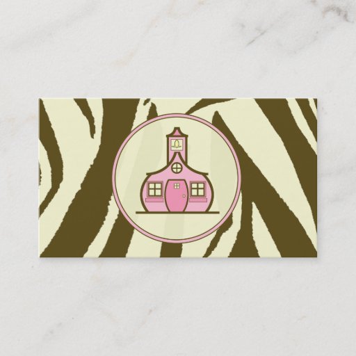 Customizable Brown Zebra Print / Pink  Teacher Business Card