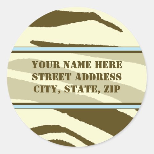 Brown Zebra Print with Baby Blue Address Labels