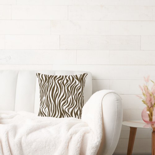 Brown Zebra Skin Print Throw Pillow