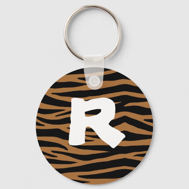 Brown Zebra Stripes Key Ring (Front)