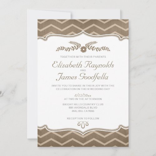 Brown Zigzag Wedding Invitations