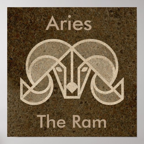 Brown Zodiac Aries The Ram Horoscope Poster