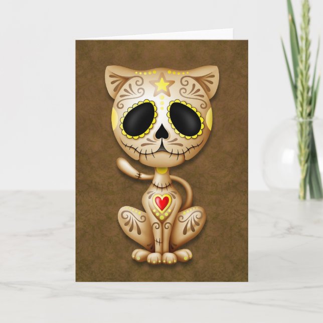 Brown Zombie Sugar Kitten Card (Front)