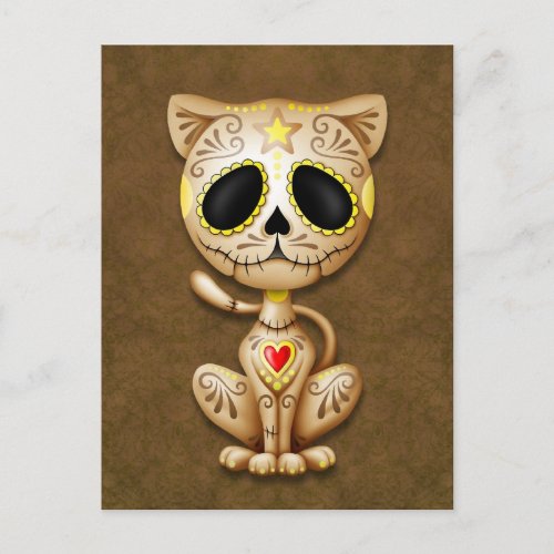 Brown Zombie Sugar Kitten Postcard