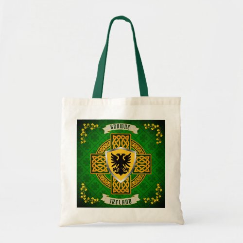 Browne Irish Shield  Celtic Cross Personalized   Tote Bag