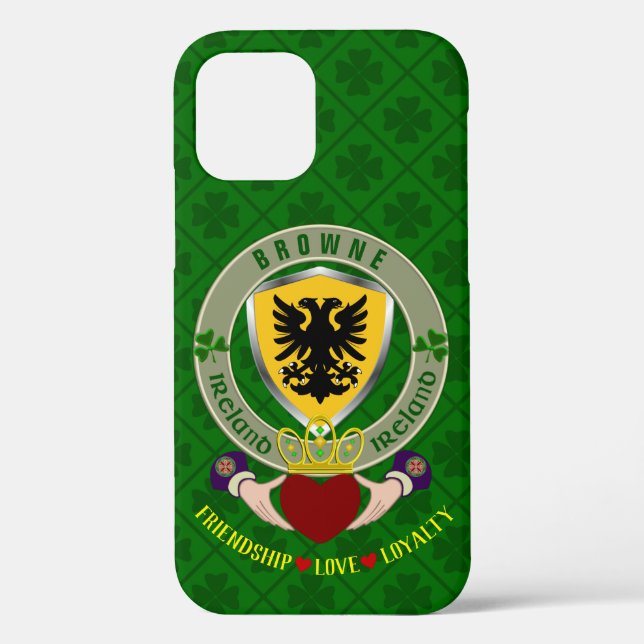 Browne Irish Shield & Claddagh Personalized  Case-Mate iPhone Case (Back)