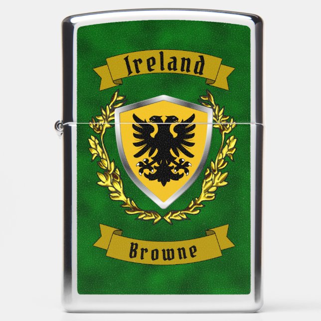 Browne Irish Shield Personalized  Zippo Lighter (Front)